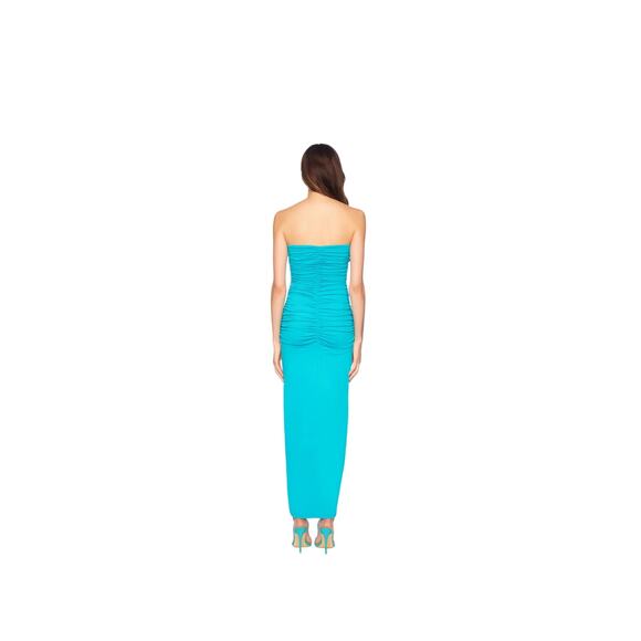 NWT Susana Monaco Center Gathered Tie With Slit Dress Teal St. Tropez Small - Picture 6 of 8